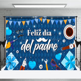 Lofaris Sparkle Elegant Blue Feliz Dia Del Padre Backdrop